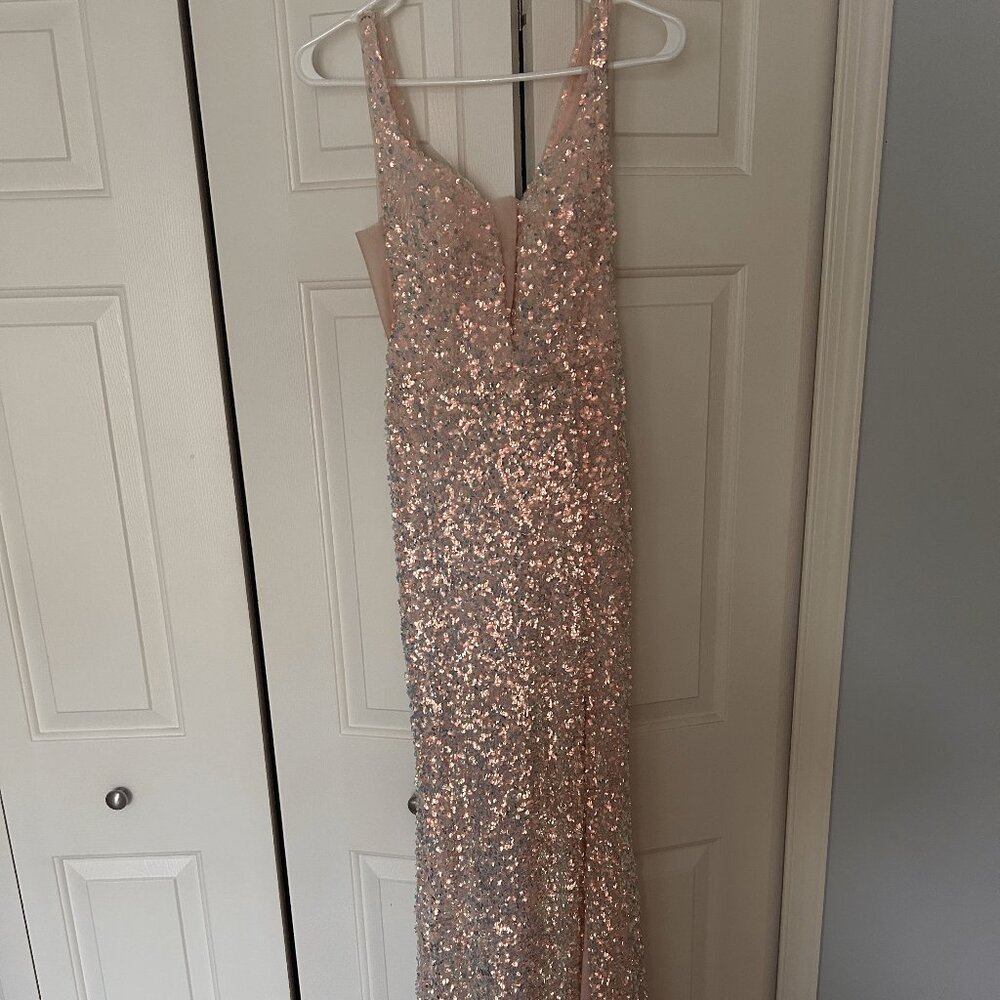 Light Pink Sequin Prom Dress